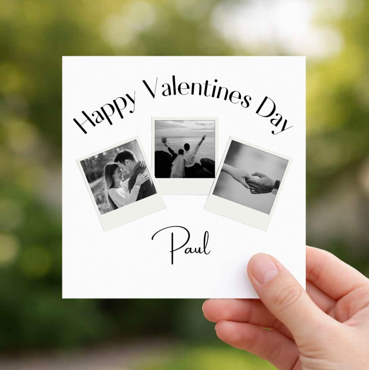 3 photo personalised Valentine’s Day card