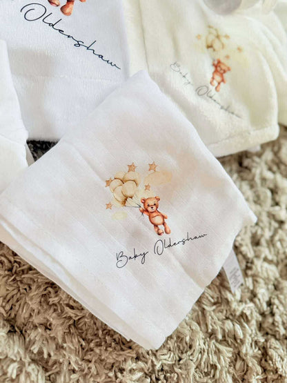 4pc brown bear balloon set personalised