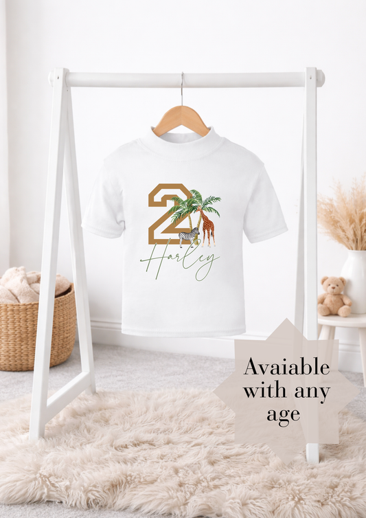 safari animal theme birthday t-shirt