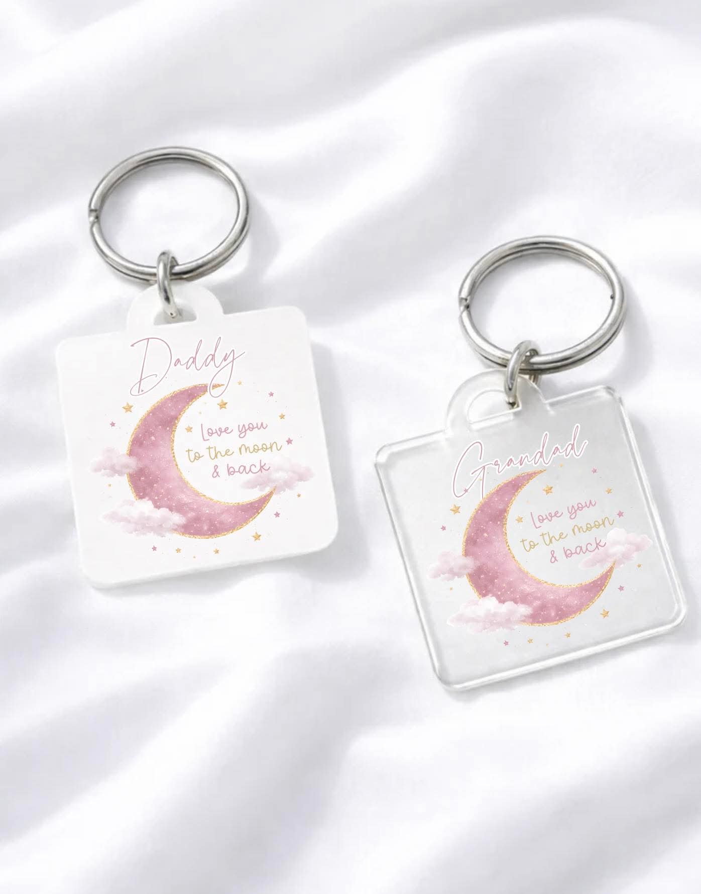 LOVE YOU TO THE MOON AND BACK KEYRING PINK