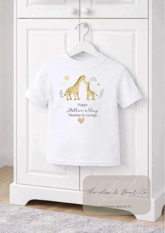 Personalised giraffe  Mother’s Day Tshirt