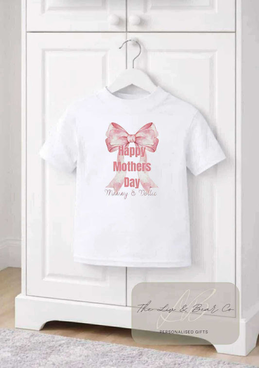 Personalised pink bow Mother’s Day Tshirt