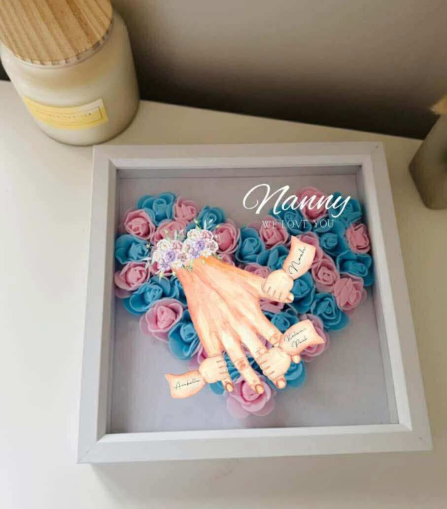 Personalised deep frame rose petal hands floral design frame