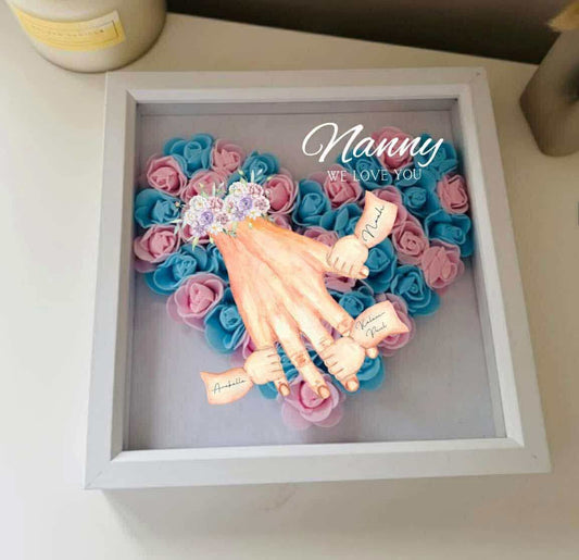 Personalised deep frame rose petal hands floral design frame
