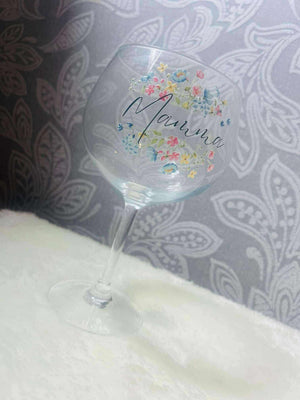 Personalised floral name gin glass