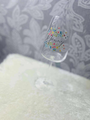 Personalised floral design wine glass