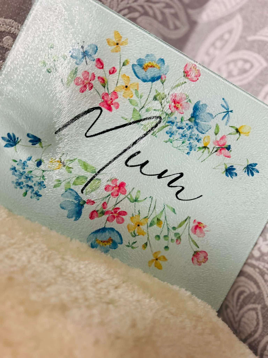 Personalised floral design chopping board