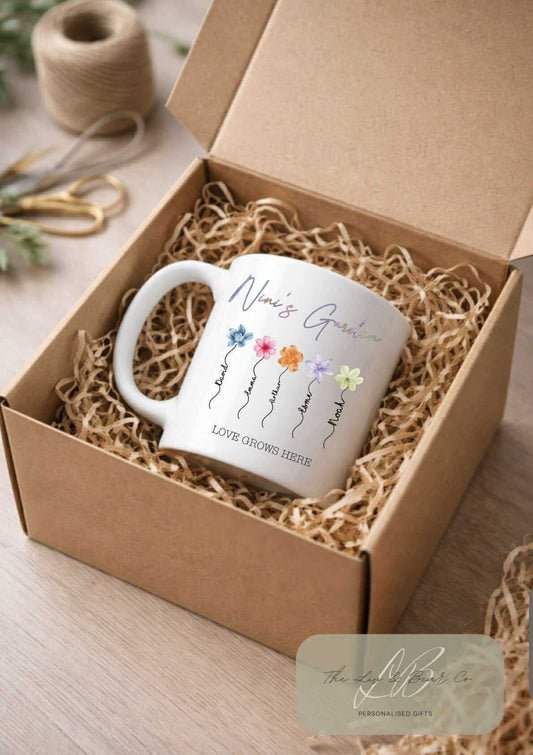 ….. garden love grows here personalised mug