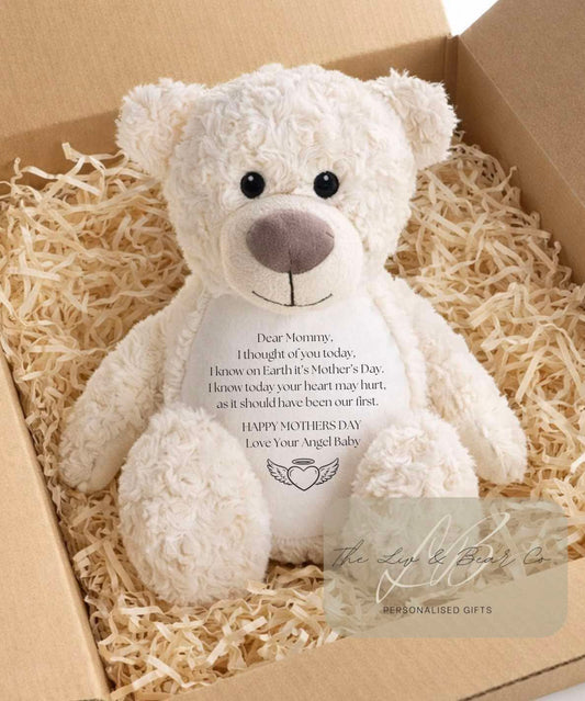 Personalised cream angel baby teddy