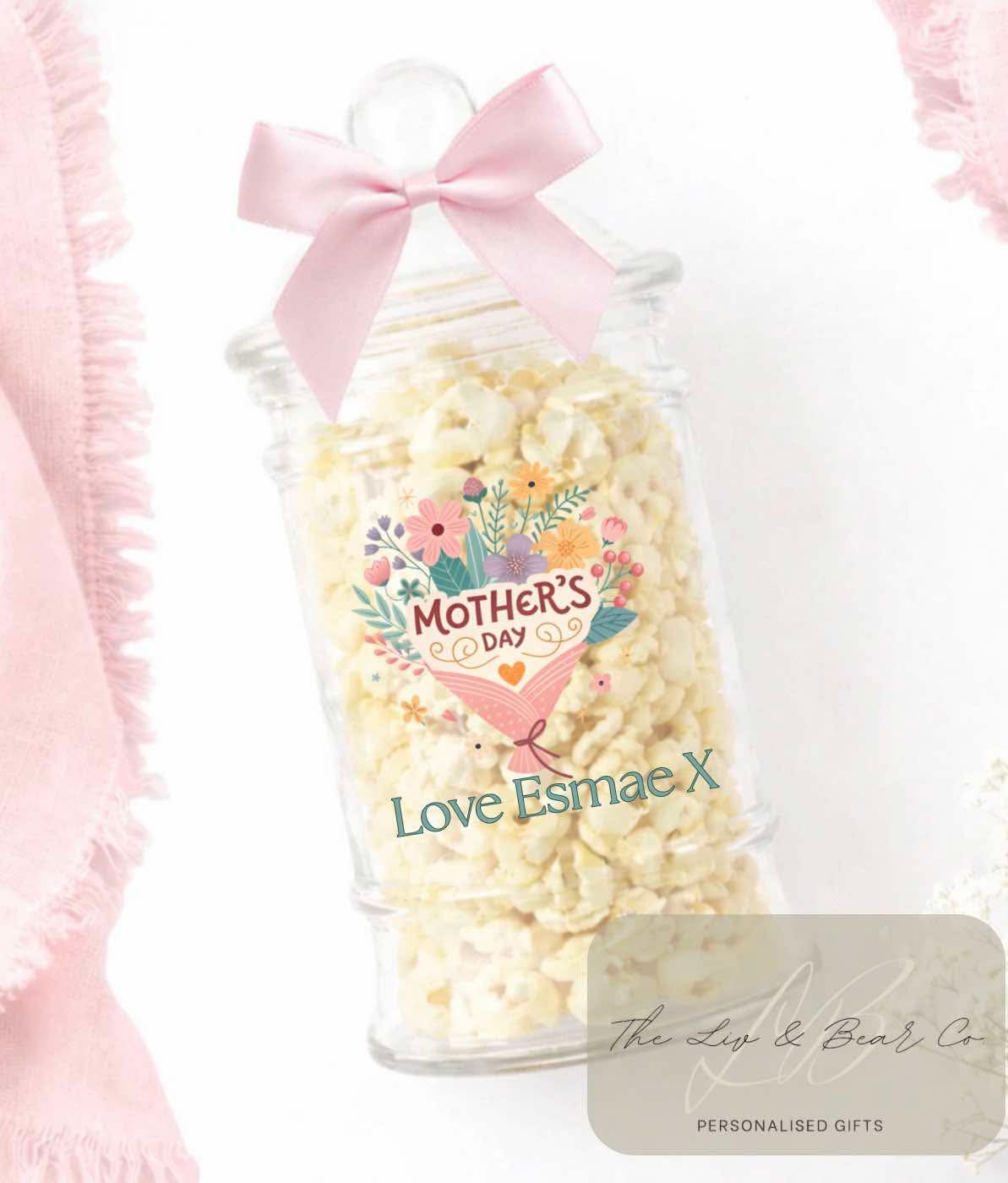 Personalised flower bouquet Mother’s Day sweet jar