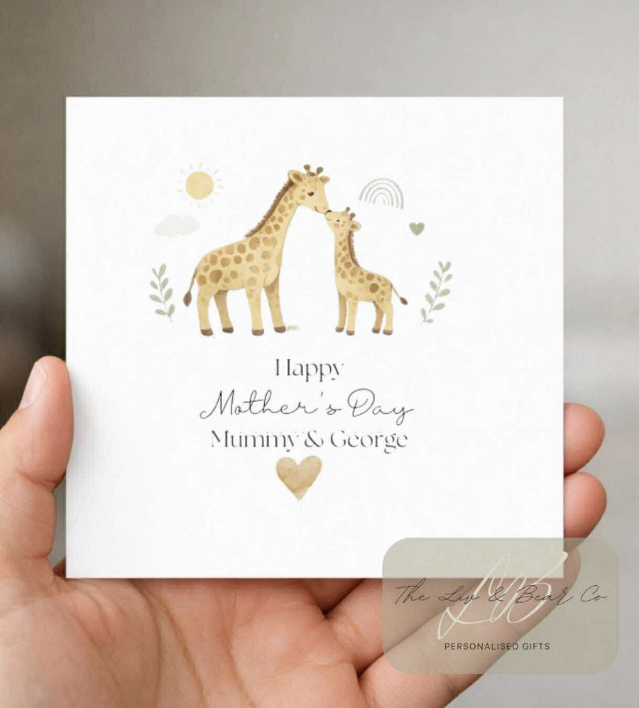 Giraffe happy Mother’s Day personalised card