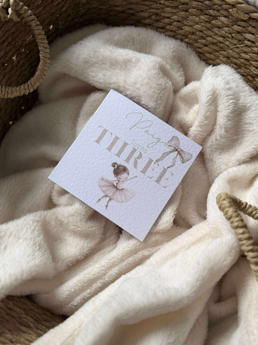 Ballerina personalised birthday card