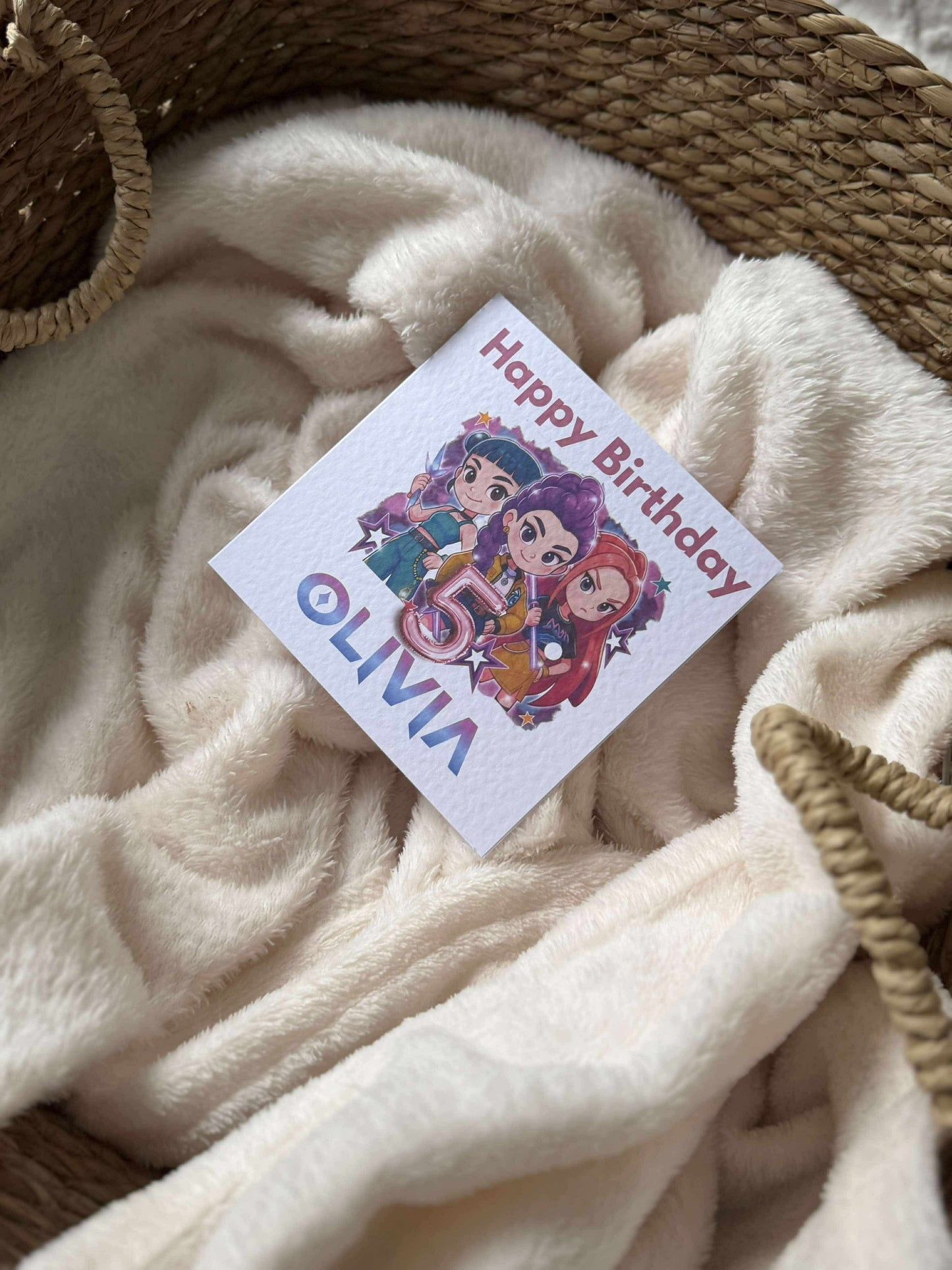 Kpop demon hunters Watercolor personalised birthday card