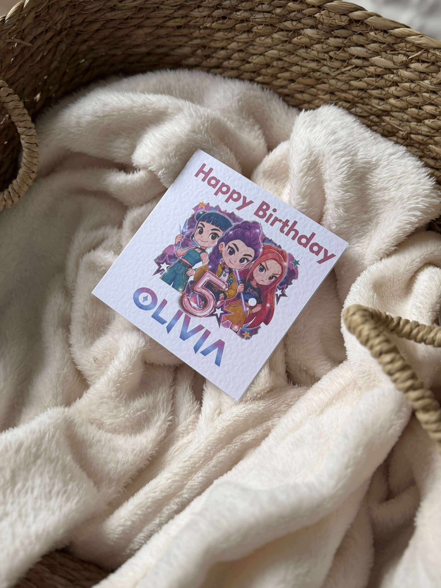 Kpop demon hunters Watercolor personalised birthday card