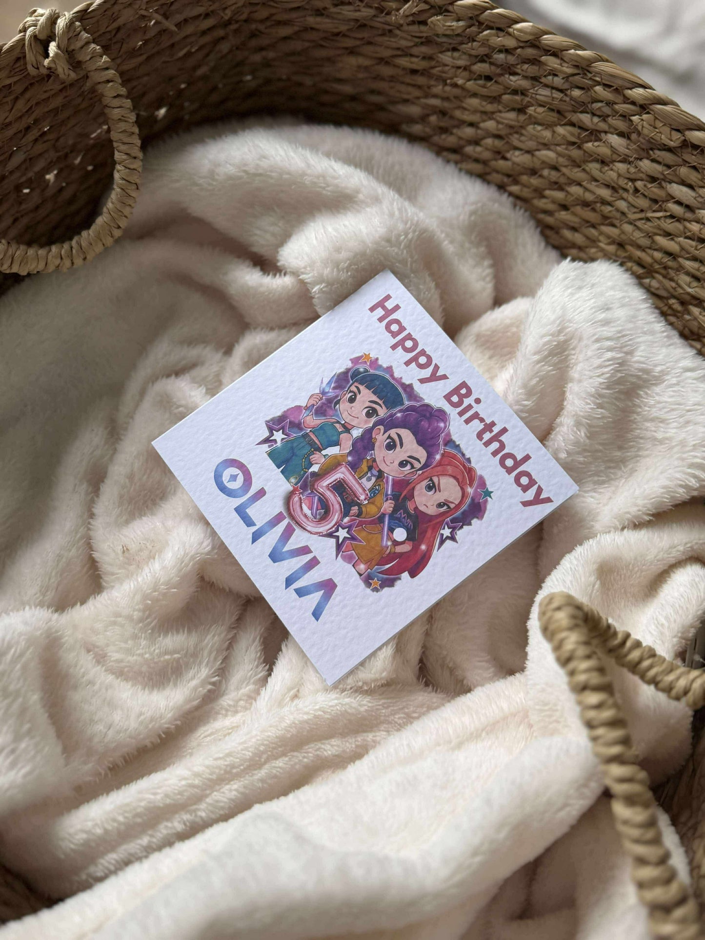 Kpop demon hunters Watercolor personalised birthday card