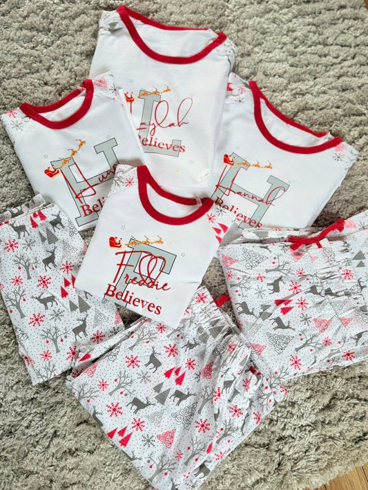 PERSONALISED BELIEVES CHRISTMAS PJS