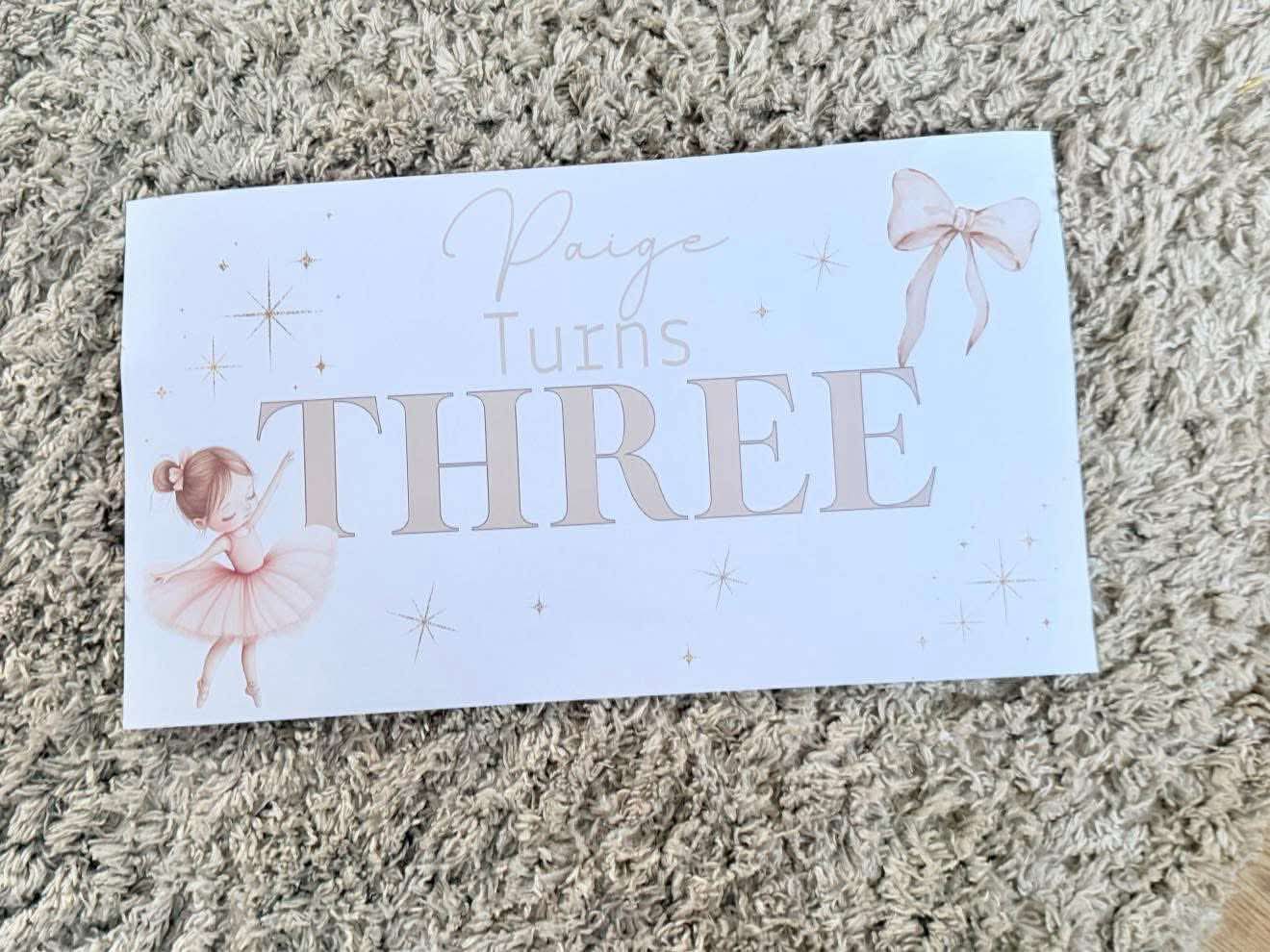 Personalised princess/ballerina birthday banner