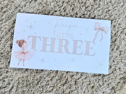 Personalised princess/ballerina birthday banner