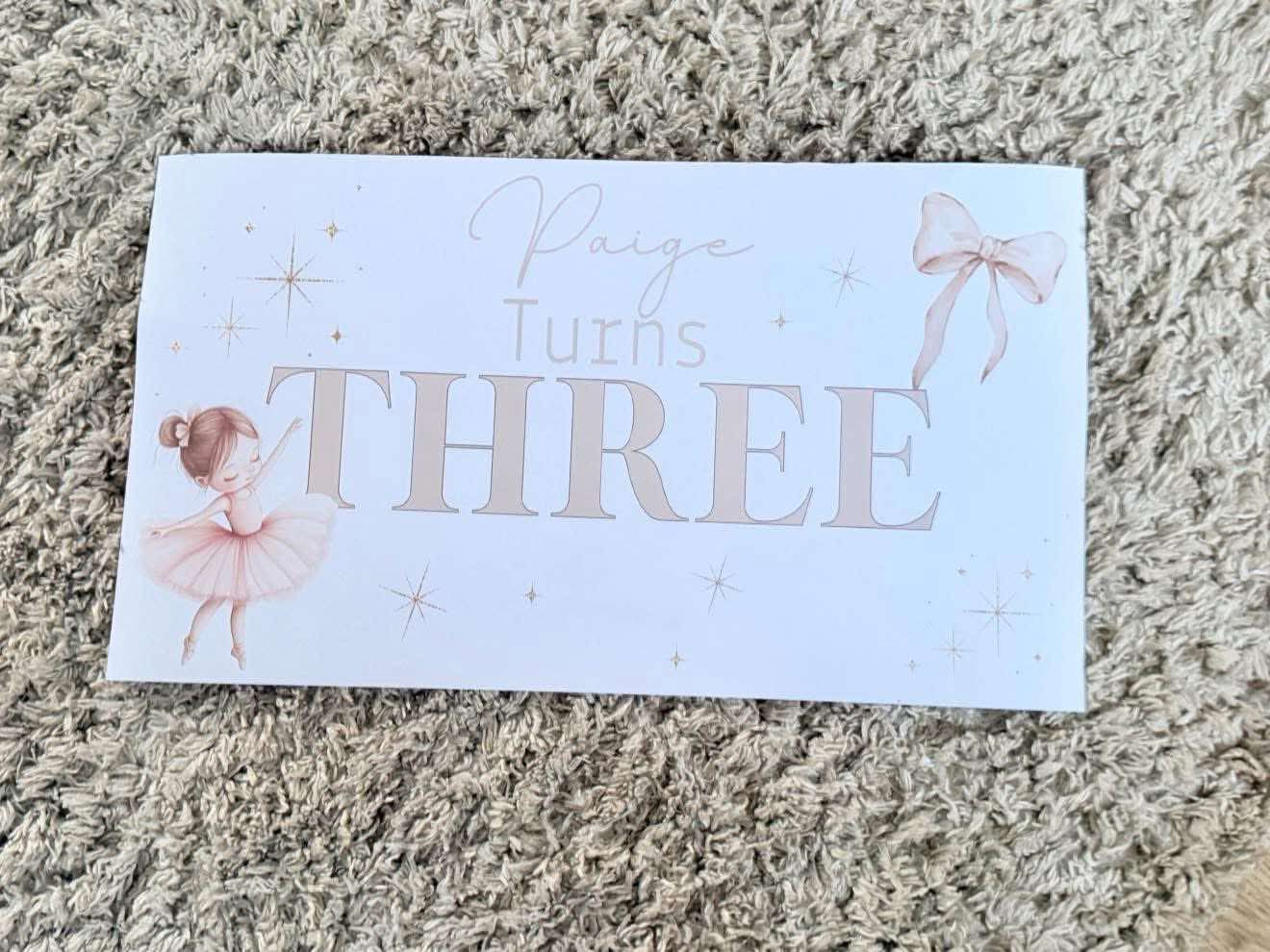 Personalised princess/ballerina birthday banner