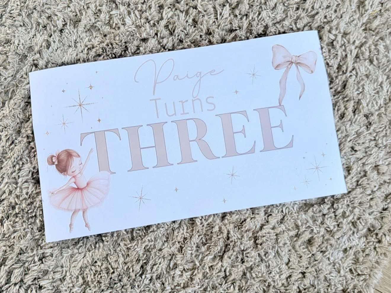 Personalised princess/ballerina birthday banner
