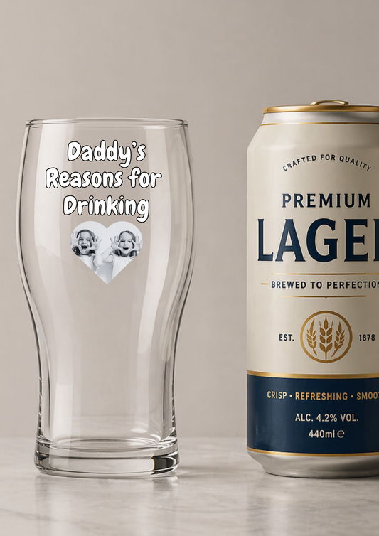 DADDYS REASON FOR DRINKING PHOTO PINT GLASS
