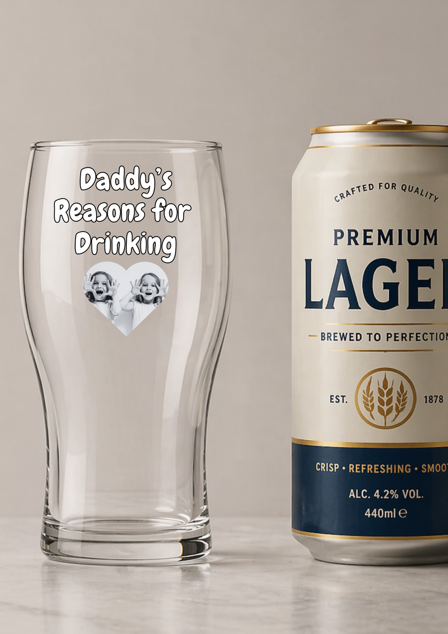 DADDYS REASON FOR DRINKING PHOTO PINT GLASS