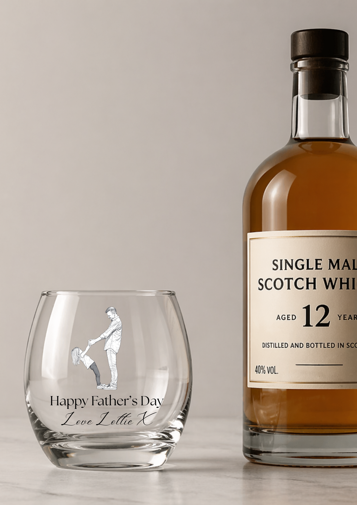 BLACK OUTLINE PHOTO PERSONALISED MIXER/WHISKY GLASS