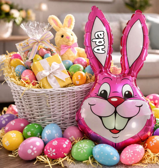 Personalised pink bunny balloon