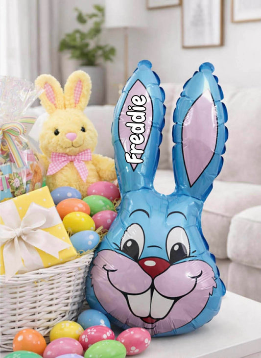 Personalised blue bunny balloon