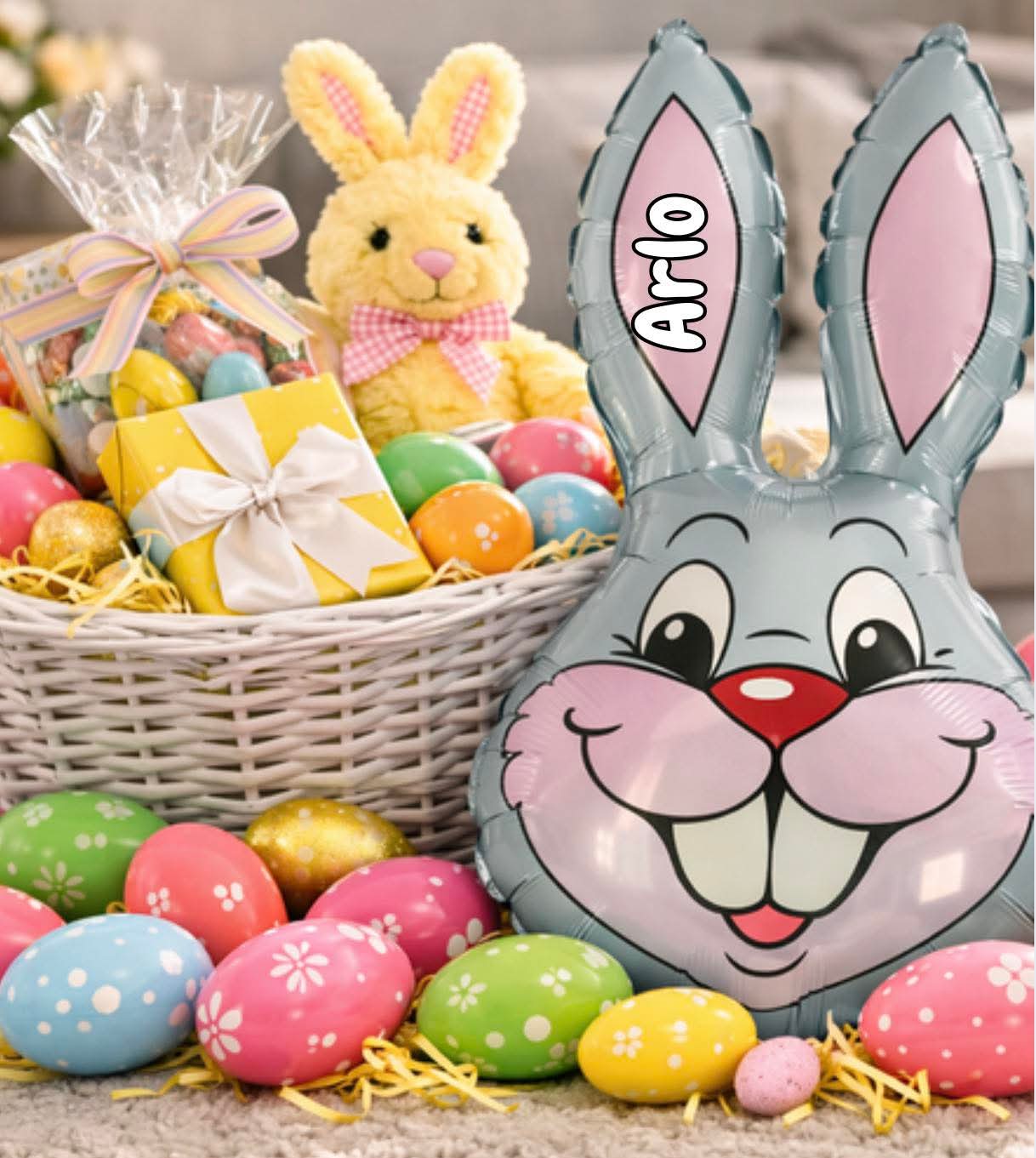 Personalised grey bunny balloon