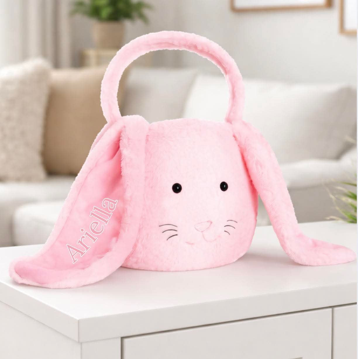 Personalised pink bunny basket