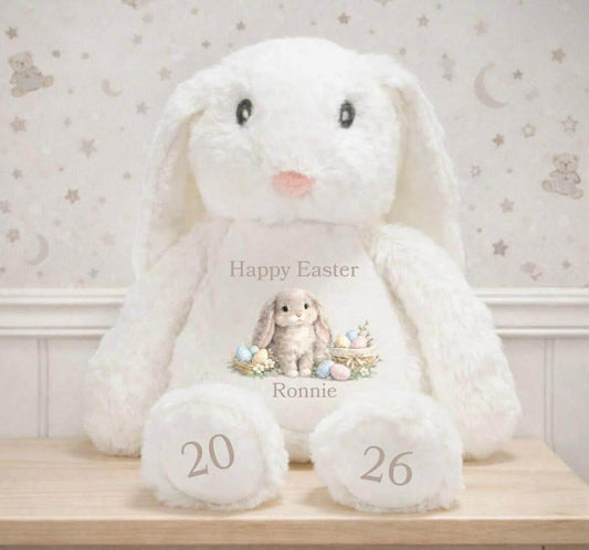 Happy Easter/ my first Easter white personalised bunny
