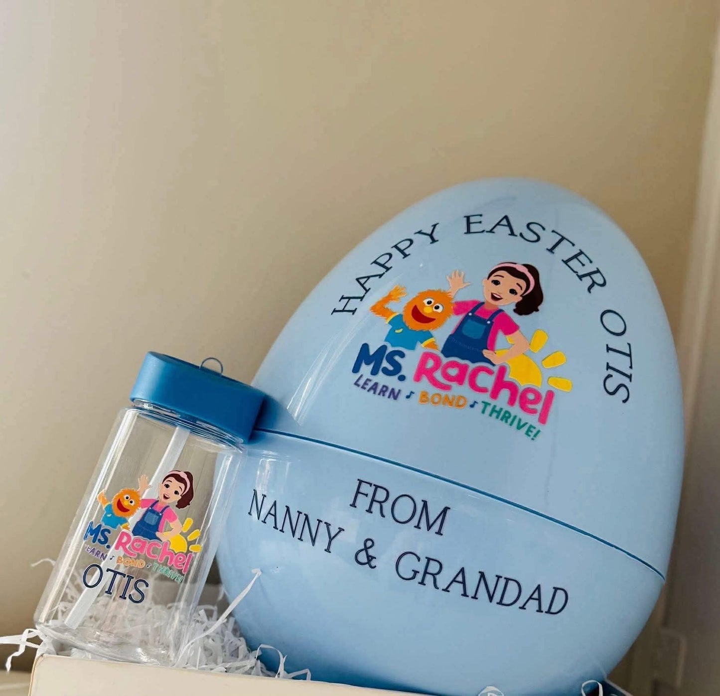 Personalised ms Rachel giant egg and bottle bundle