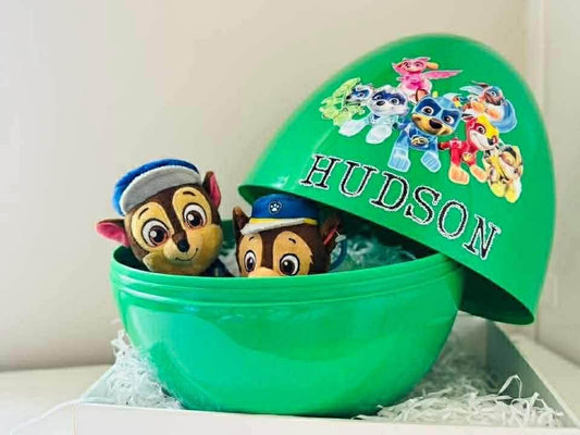 Personalised patrol paw plastic egg