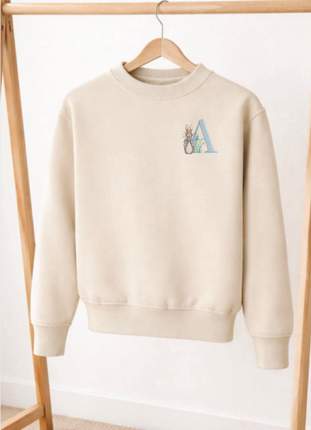 Embroidery style jacket bunny initial