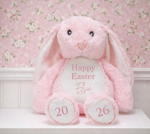 Pink happy Easter Teddy personalised