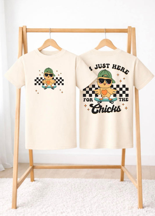 I’m just here for the chick Easter double print tshirt