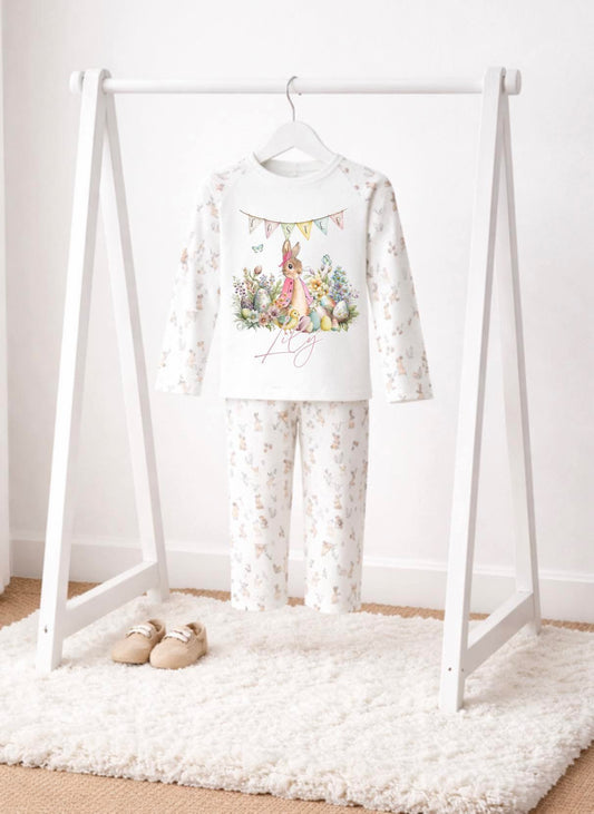 Pink jacket bunny floral bunny pjs