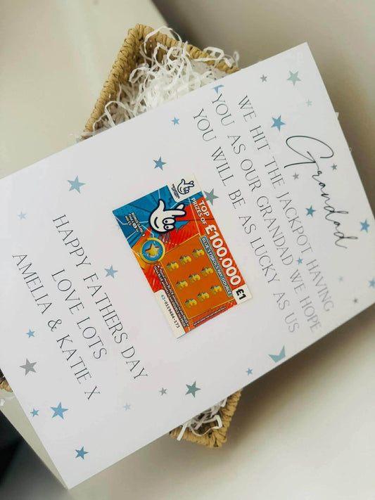I HIT THE JACKPOT PERSONALSIED FATHERS DAY SCRATCHCARD PRINT