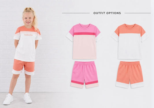 Pink tone short sets personalised