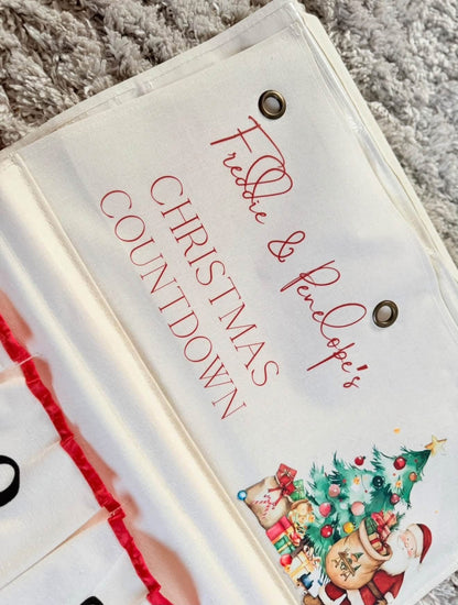 Watercolor Santa Christmas tree personalised advent calendar