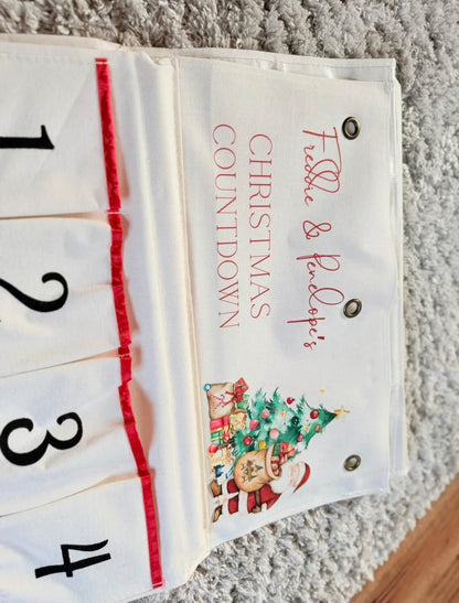 Watercolor Santa Christmas tree personalised advent calendar