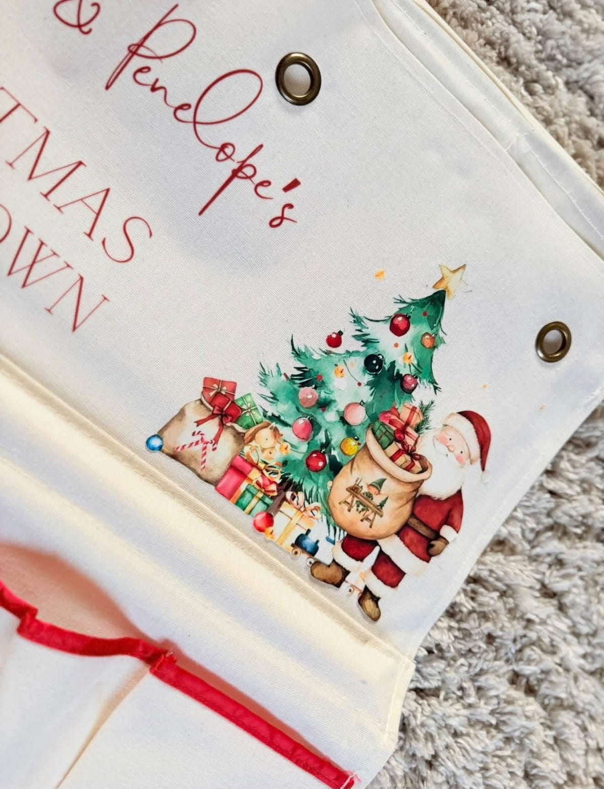 Watercolor Santa Christmas tree personalised advent calendar