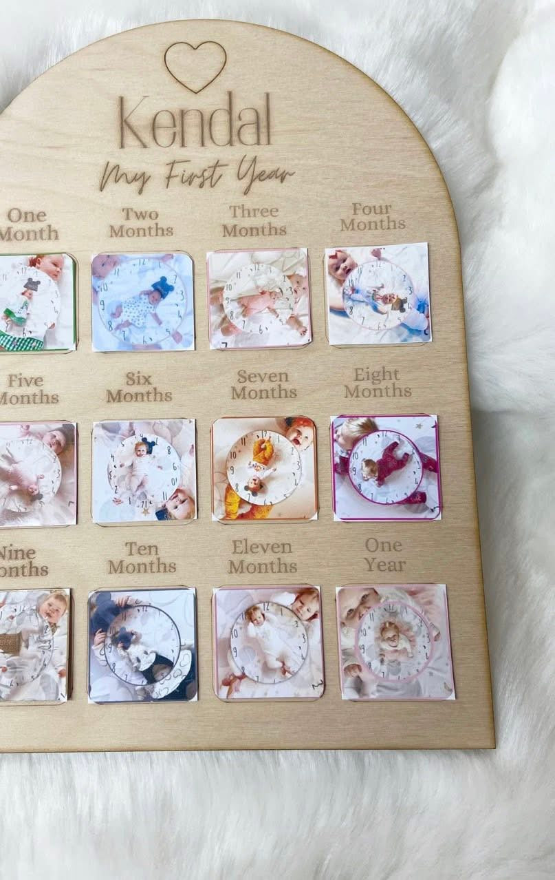 WOODEN MY FIRST YEAR PERSONALISED FRAME