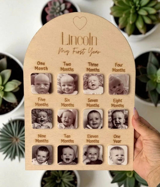 WOODEN MY FIRST YEAR PERSONALISED FRAME