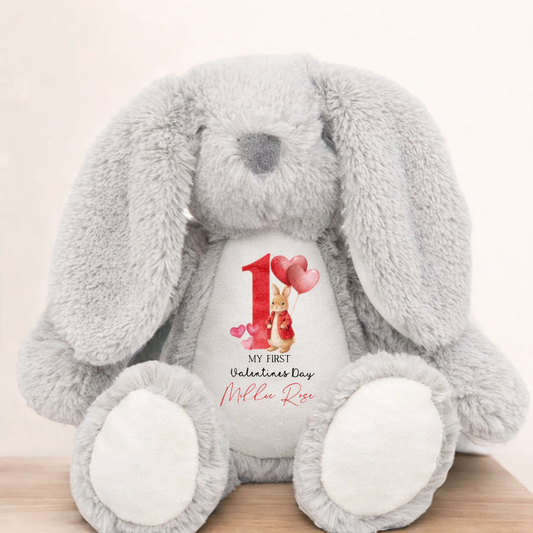 GREY BUNNY PERSONALISED FIEST VAL