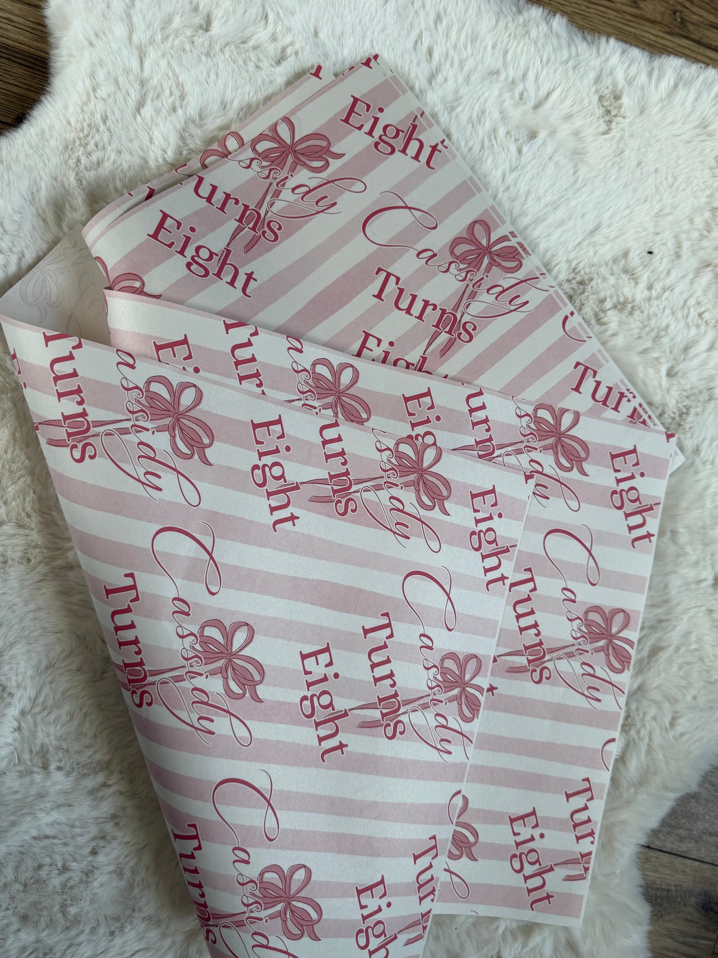 THE CASSIDY PINK BOW PERSONALISED WRAPPING PAPER
