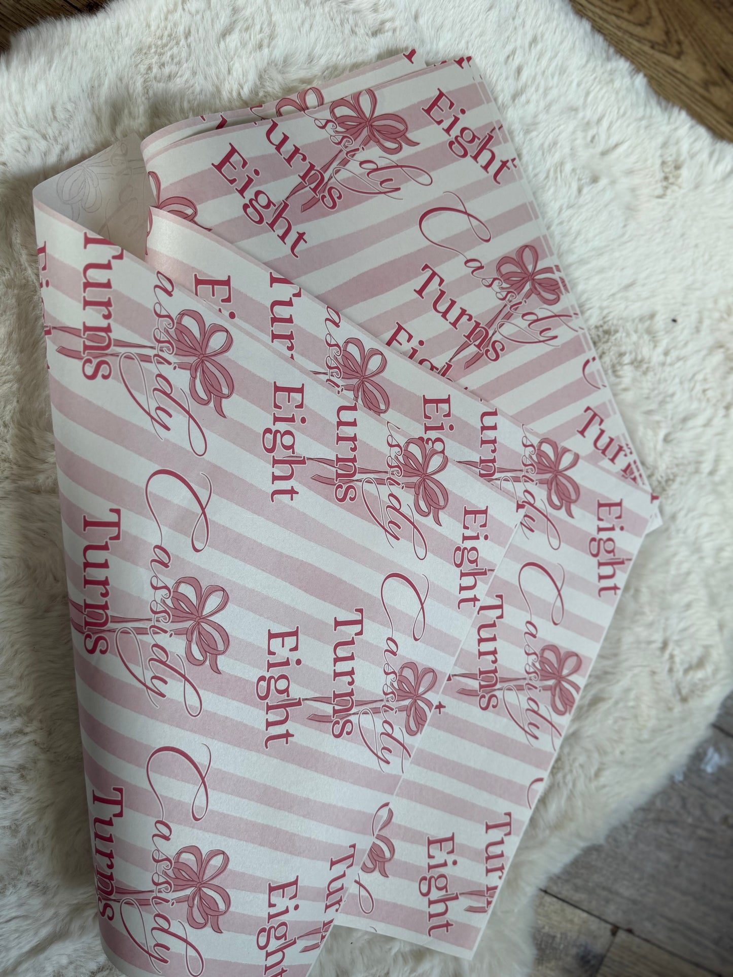 THE CASSIDY PINK BOW PERSONALISED WRAPPING PAPER