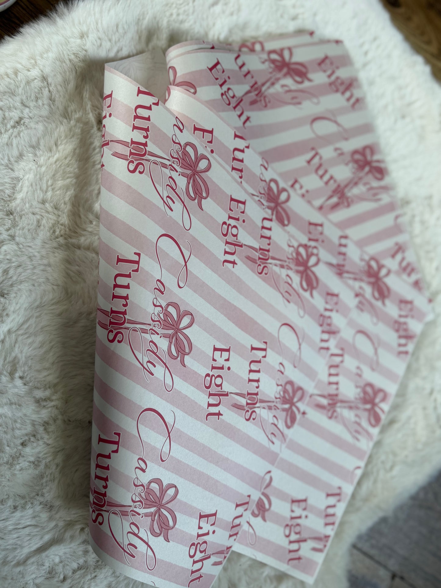 THE CASSIDY PINK BOW PERSONALISED WRAPPING PAPER