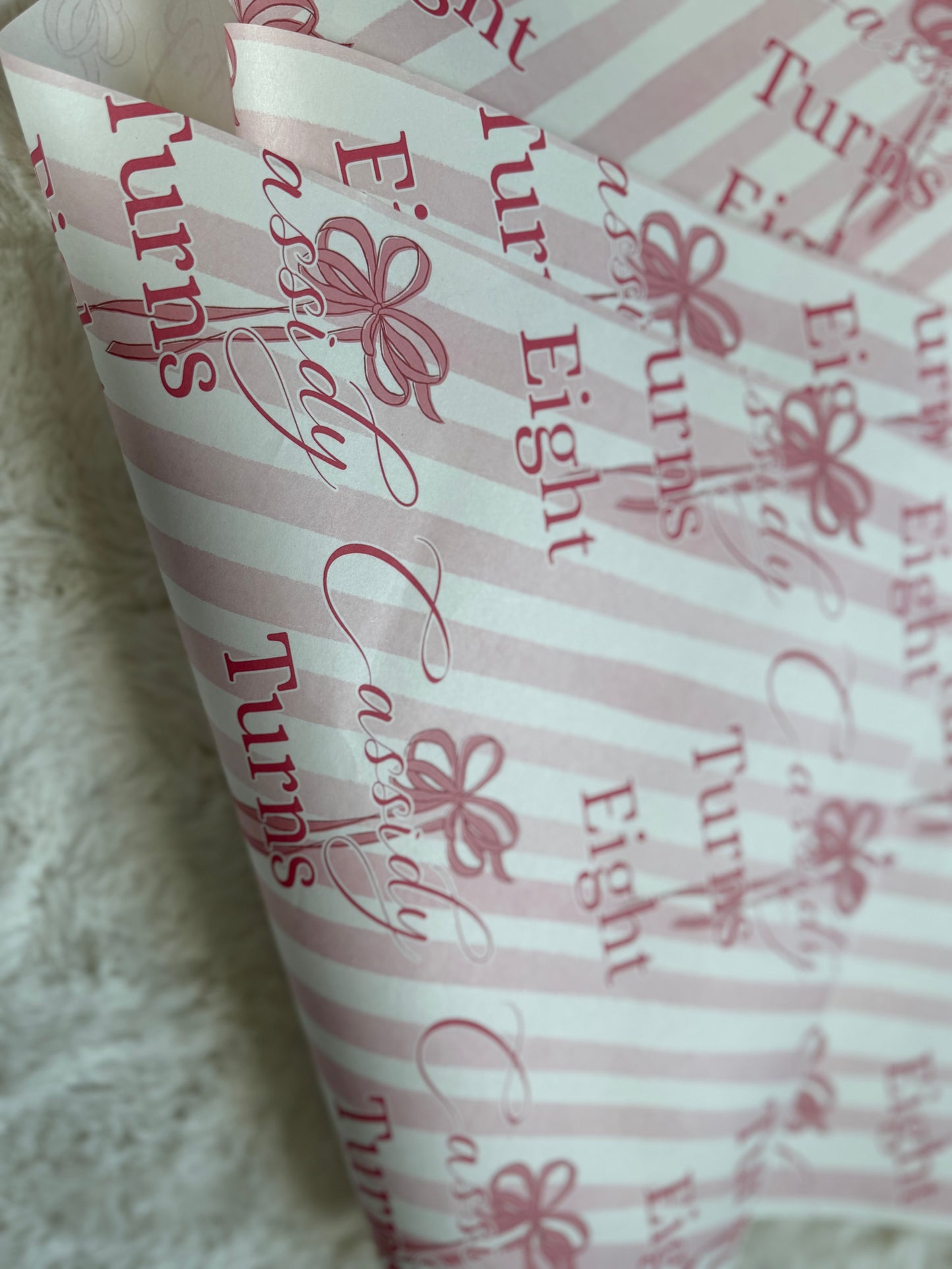 THE CASSIDY PINK BOW PERSONALISED WRAPPING PAPER